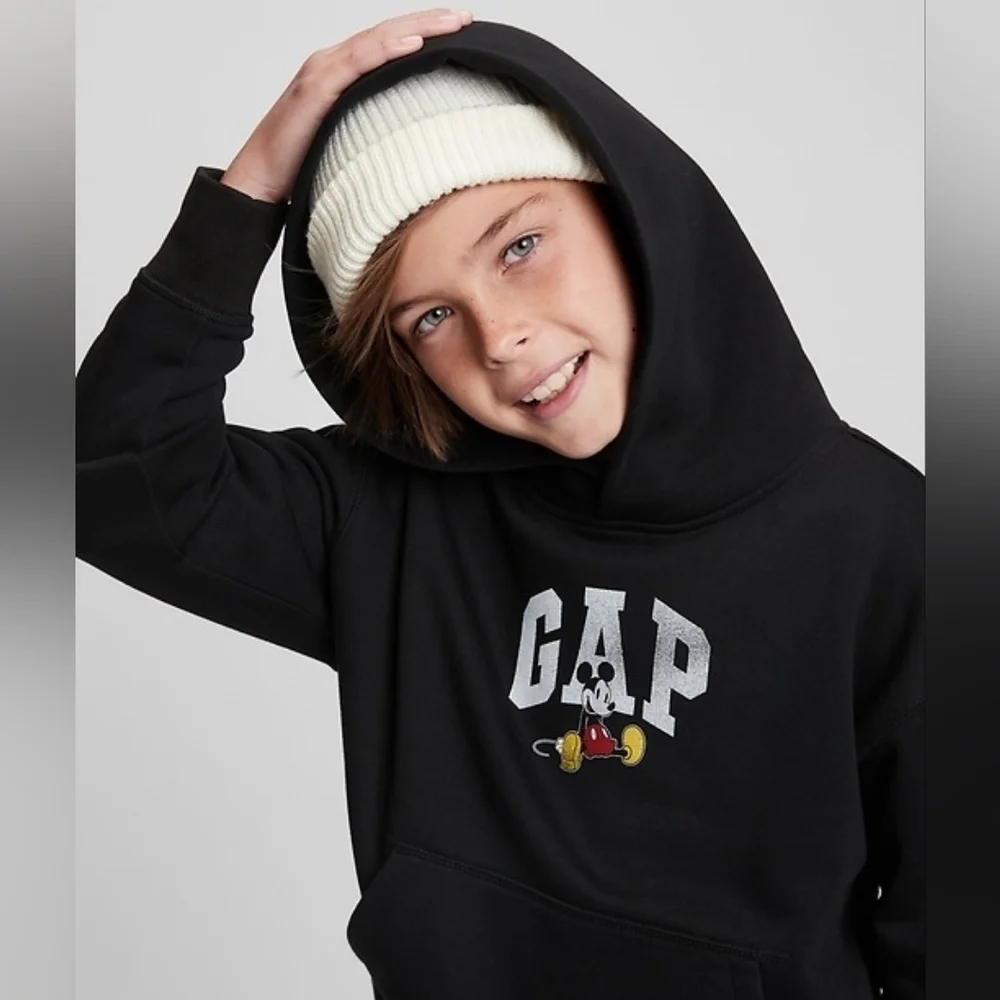 GAP x Disney Mickey Mouse Hoodie Brown Kids XL Graphic Sweatshirt